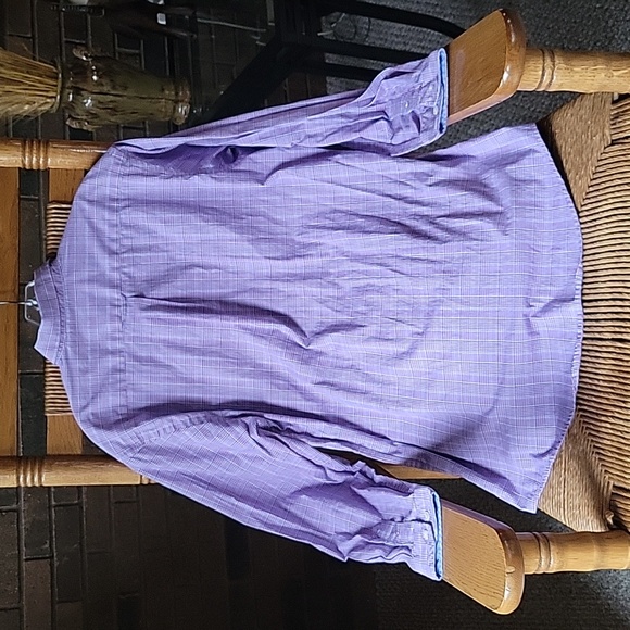 Izod purple plaid button-down,  size M - Picture 6 of 10